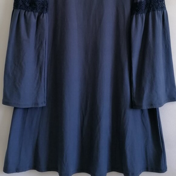 NWT Vintage Pink Rose Womens Blue Bell Sleeve Boho Tunic Mini Dress Size Large - Picture 3 of 7